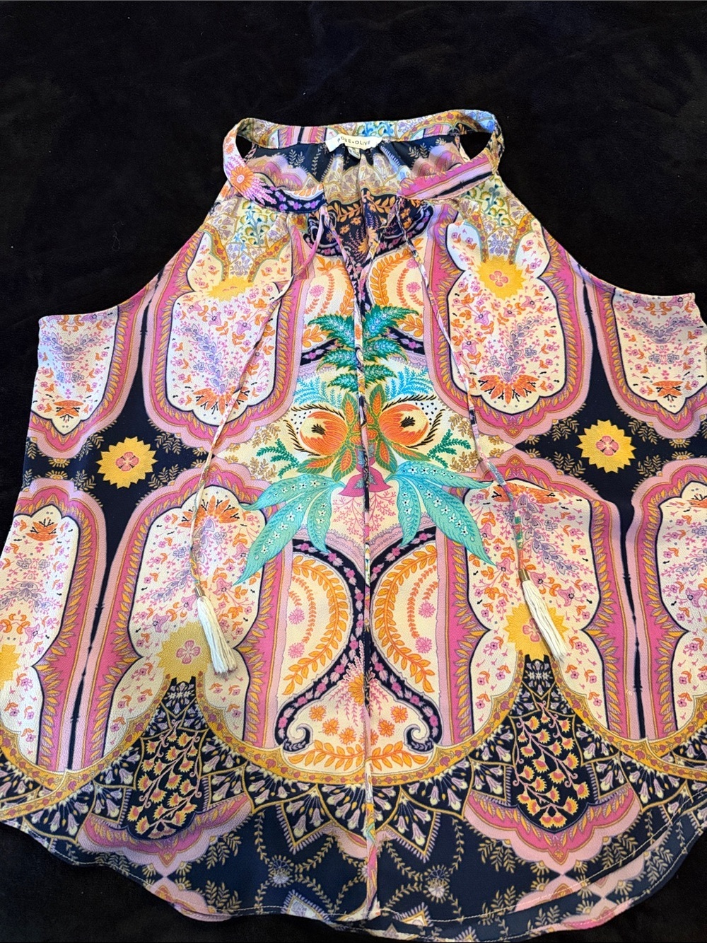 Women’s Halter Tank Top in Multicolor Paisley Print